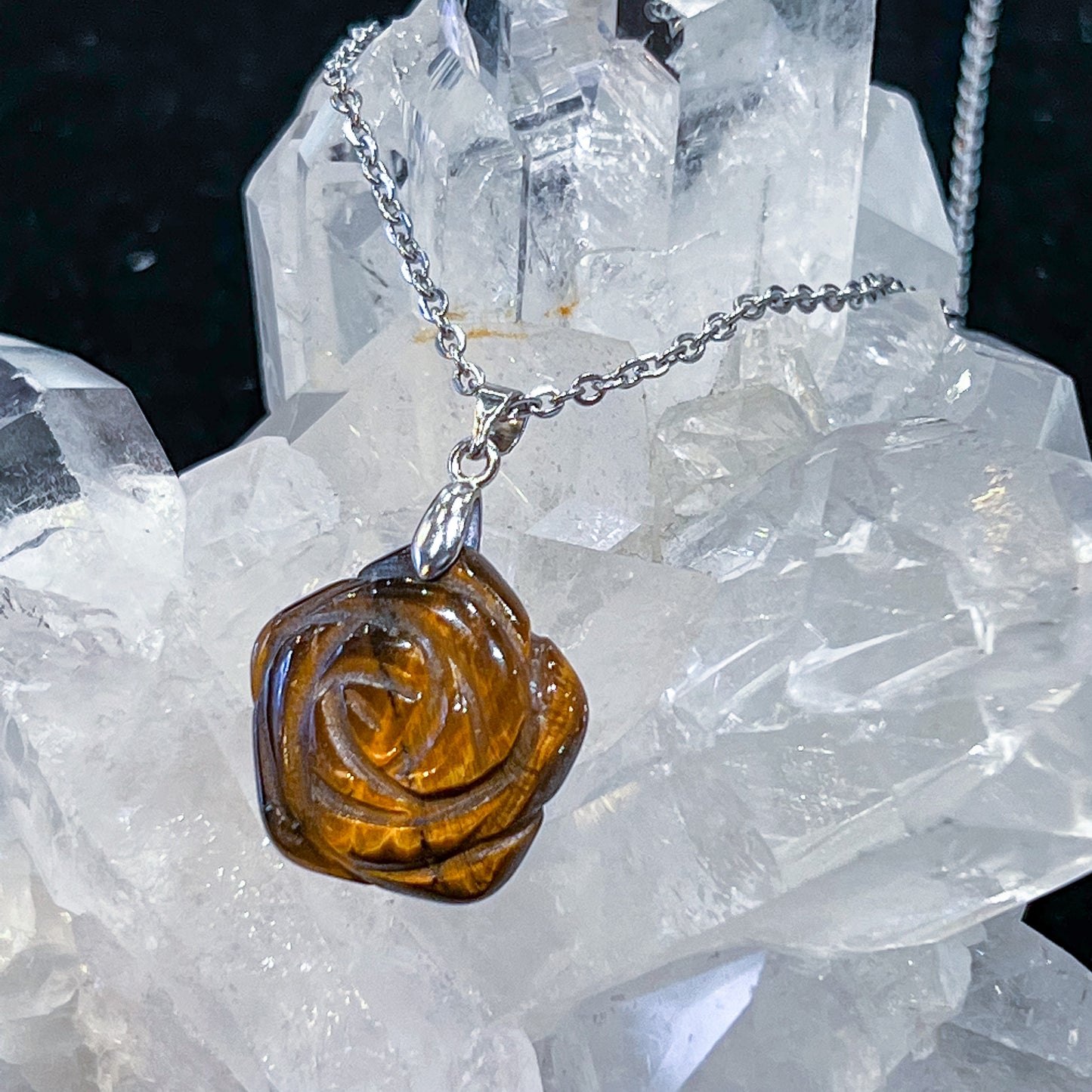 Tiger Eye Rose Necklace
