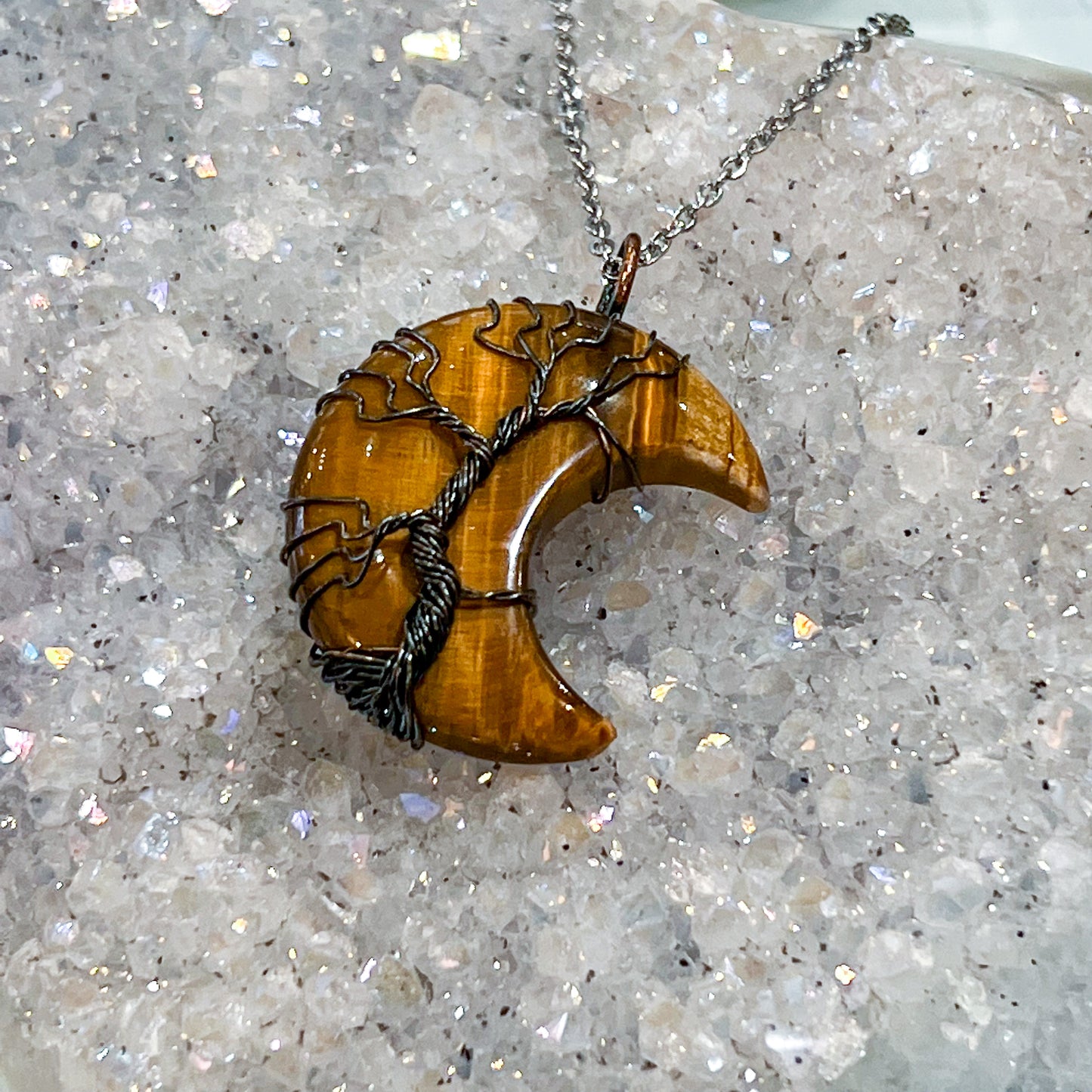 Tiger Eye Moon Necklace