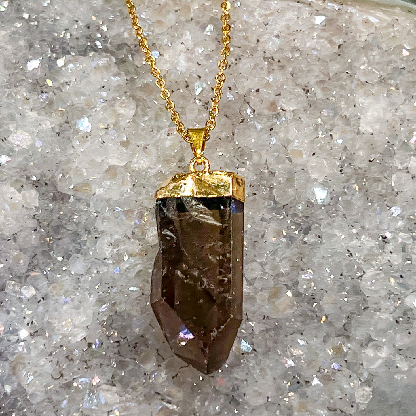 Smoky Quartz Gold Necklace