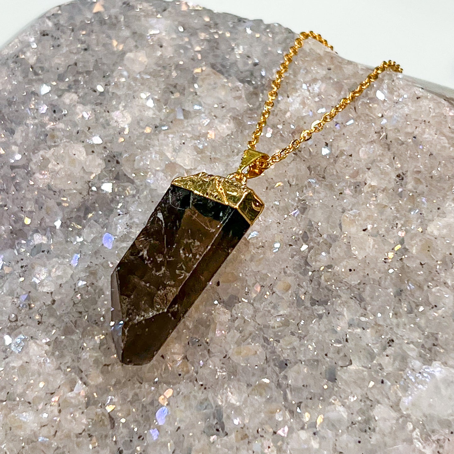 Smoky Quartz Gold Necklace