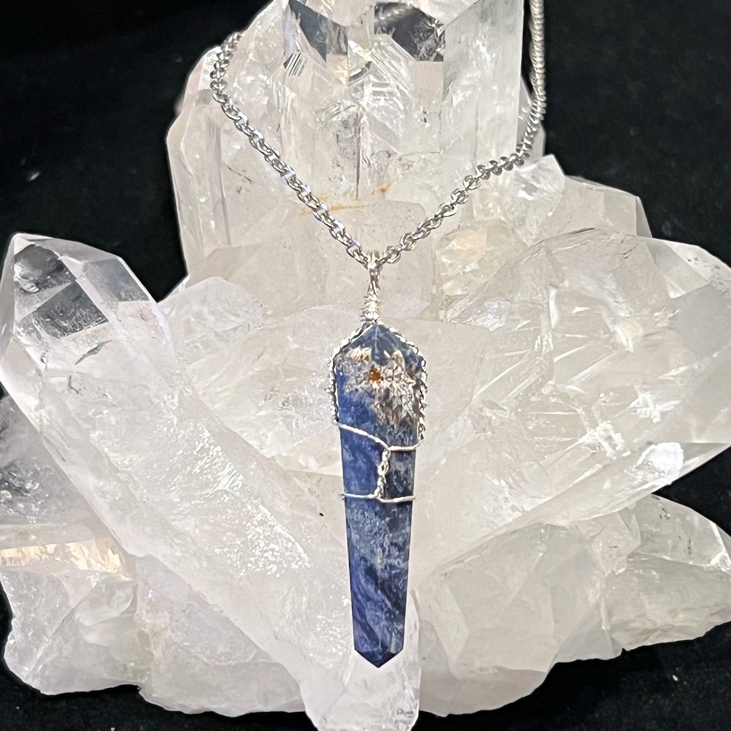Sodalite Wire Wrap Necklace