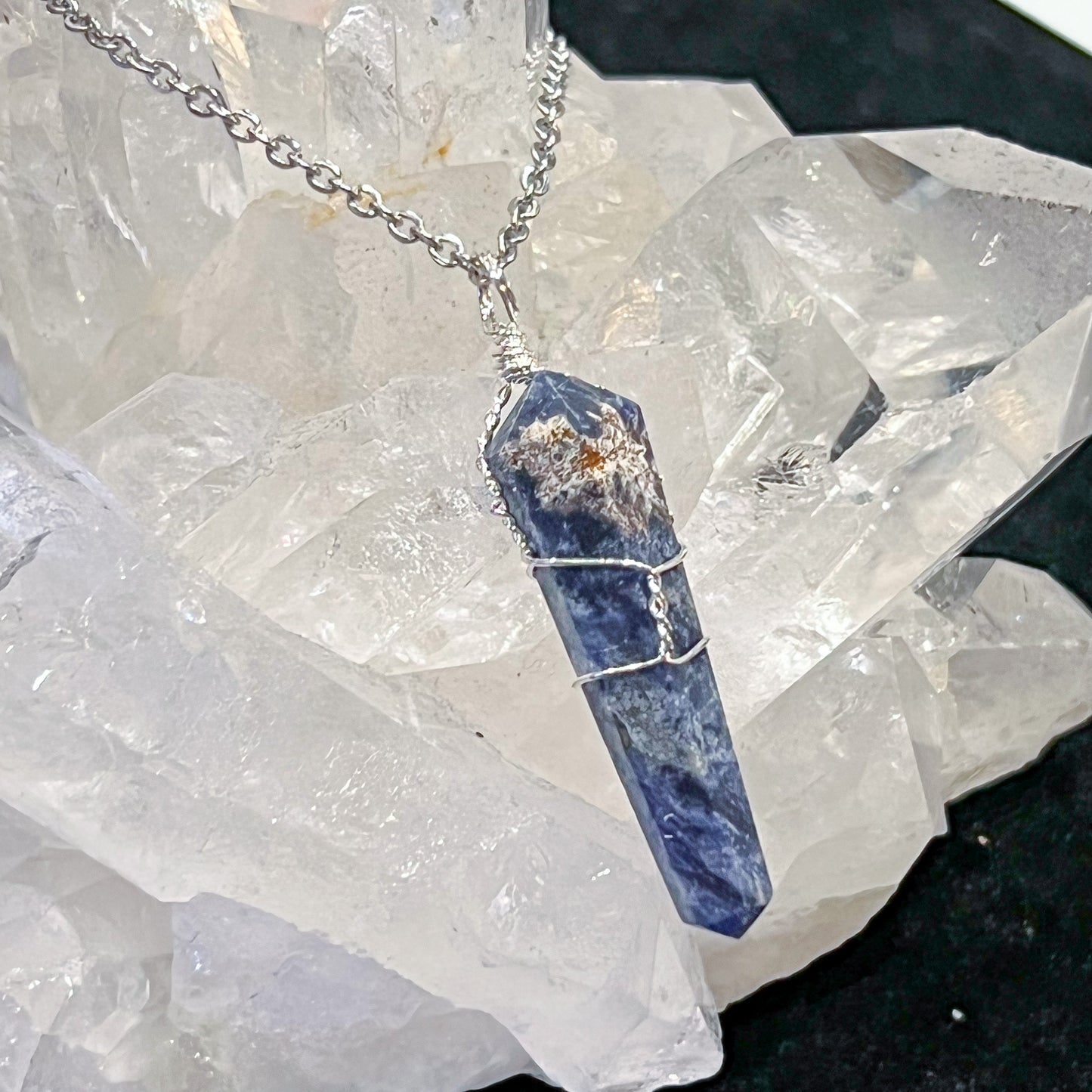 Sodalite Wire Wrap Necklace