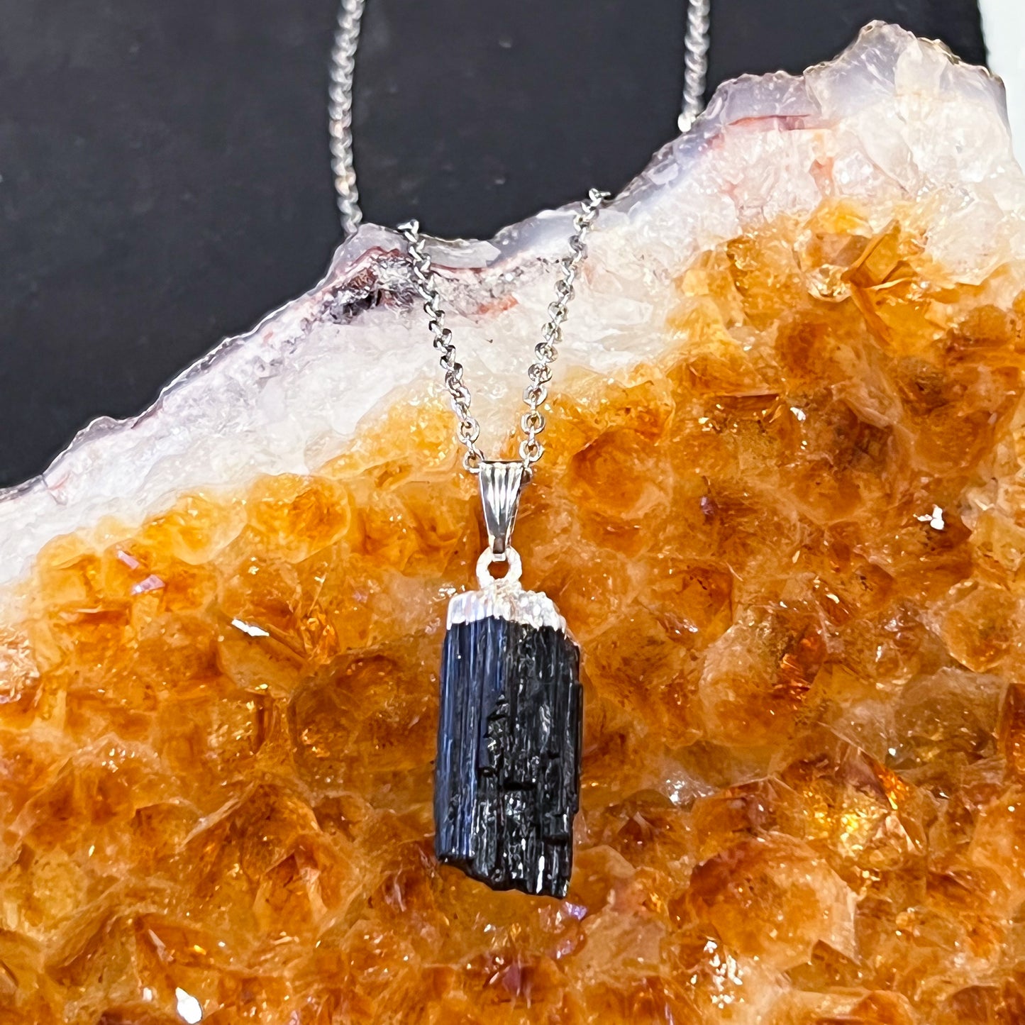 Black Tourmaline Silver Necklace (Small)