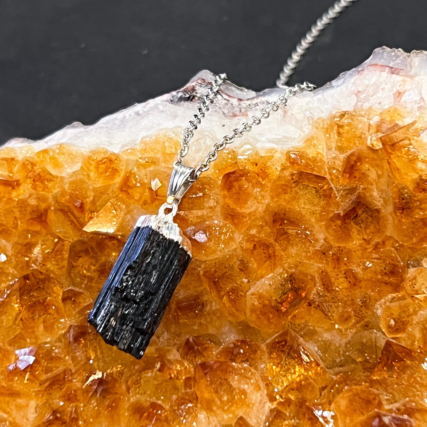 Black Tourmaline Silver Necklace (Small)