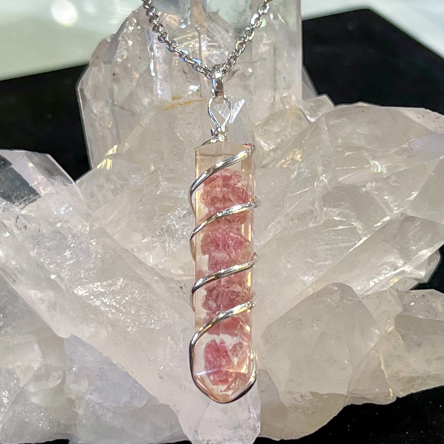 Pink Tourmaline Orgonite Necklace