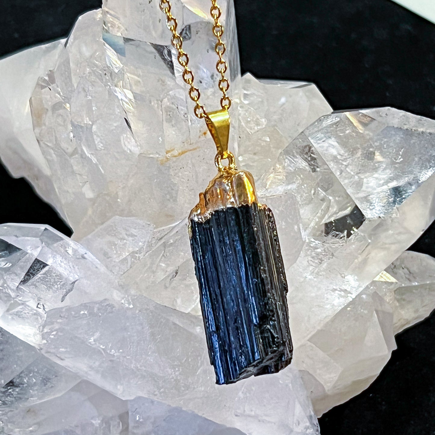 Black Tourmaline Gold Necklace (Large)