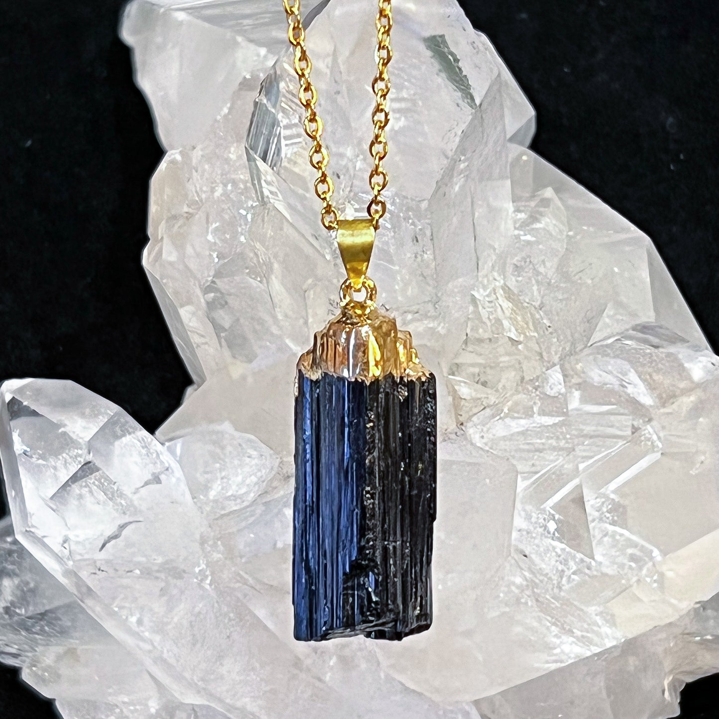 Black Tourmaline Gold Necklace (Large)