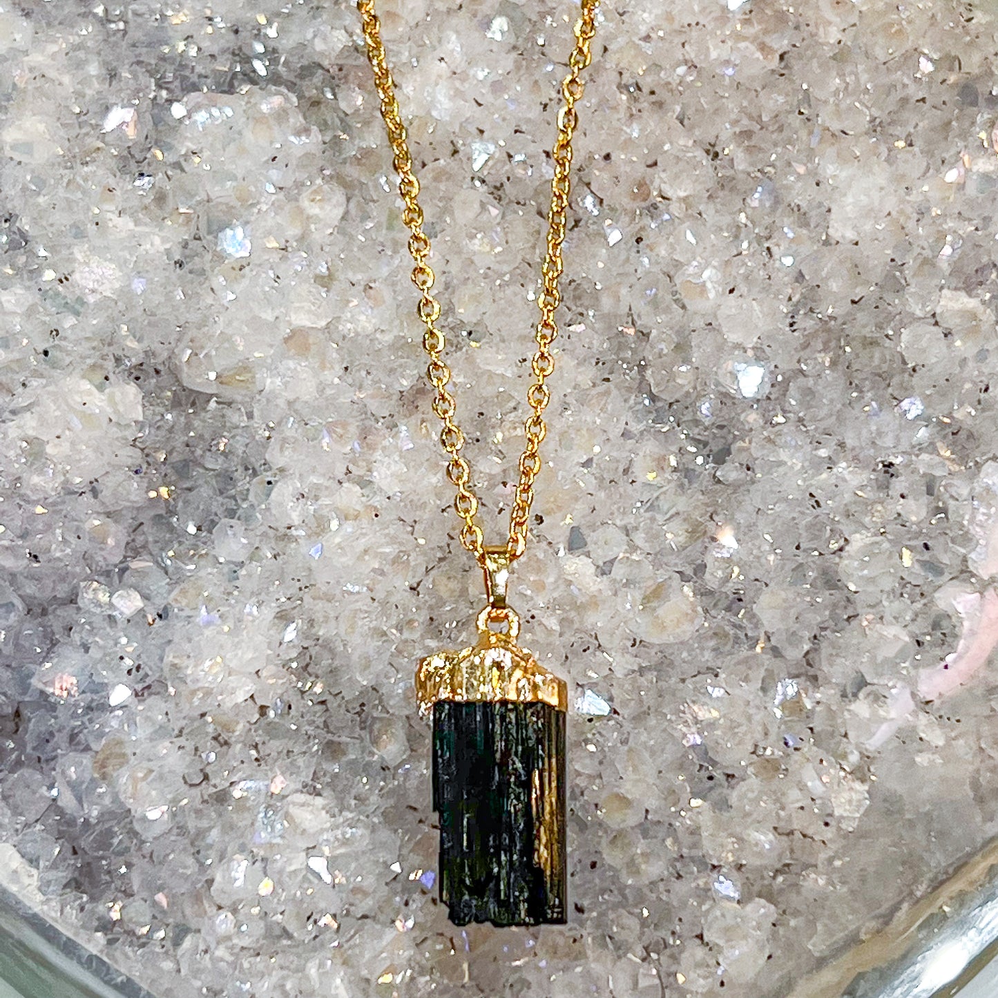 Black Tourmaline Gold Necklace (Small)