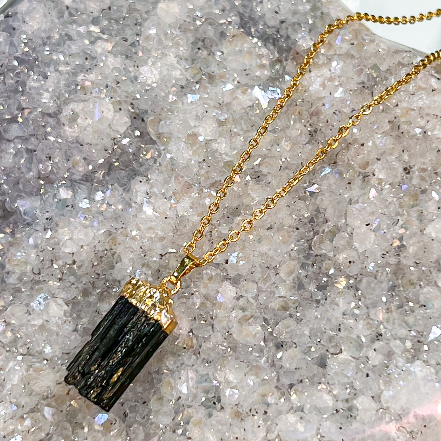 Black Tourmaline Gold Necklace (Small)