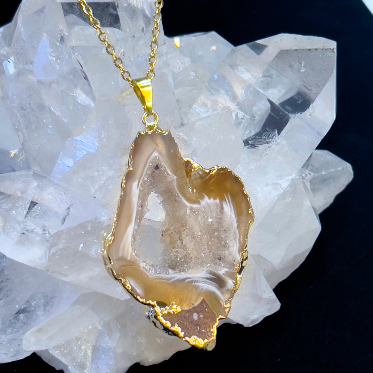 Agate Slice Necklace (Gold #2)