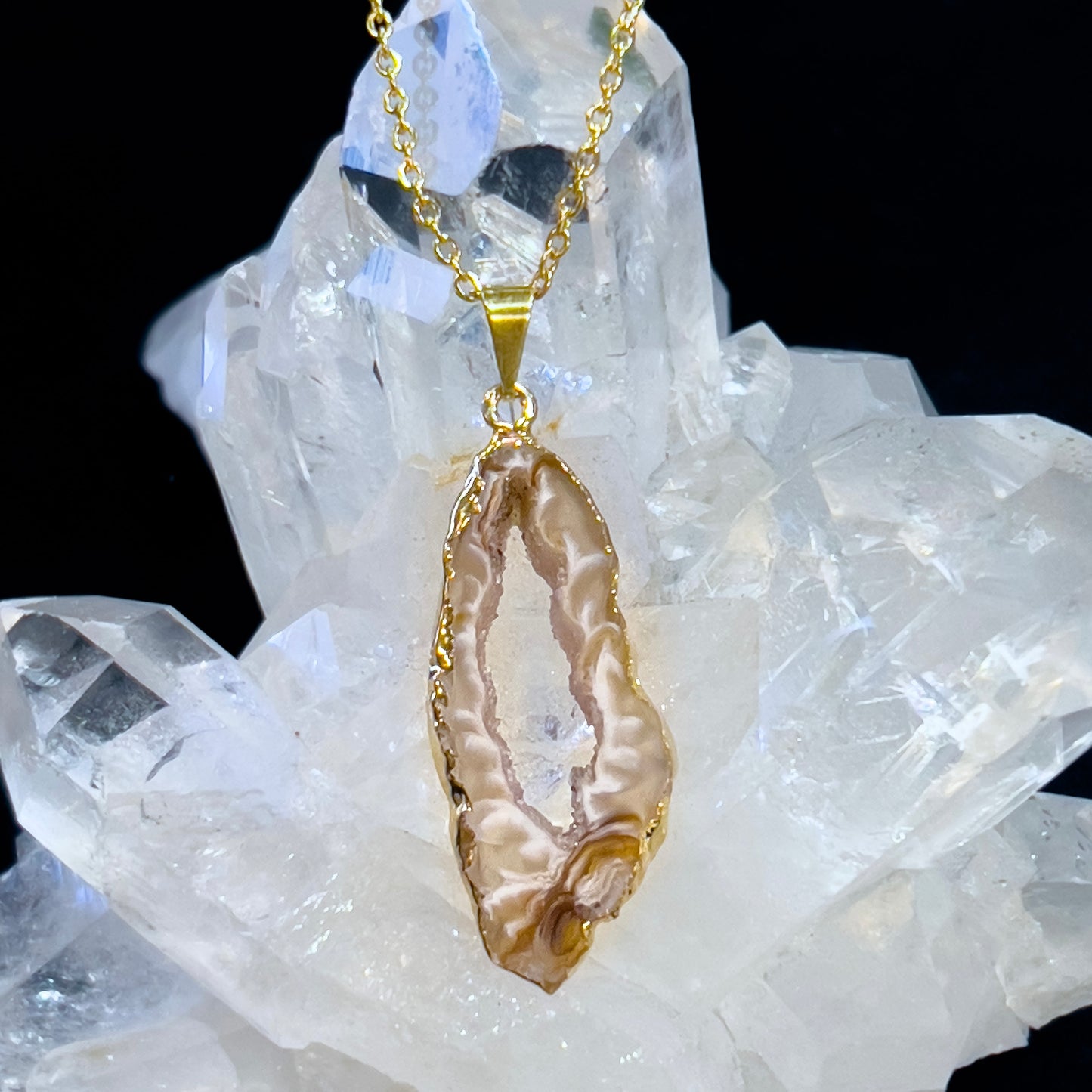 Agate Slice Necklace (Gold #4)