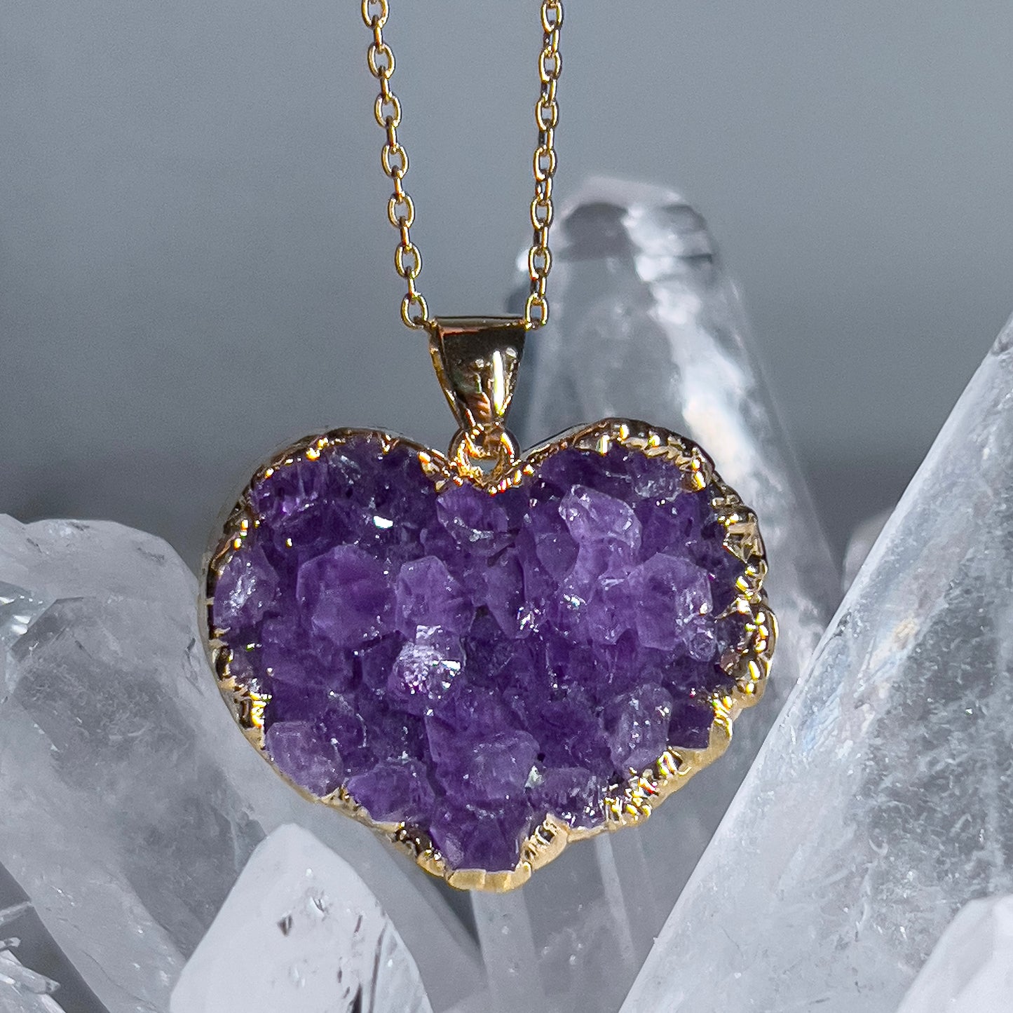 Amethyst Heart Necklace (Style 3)