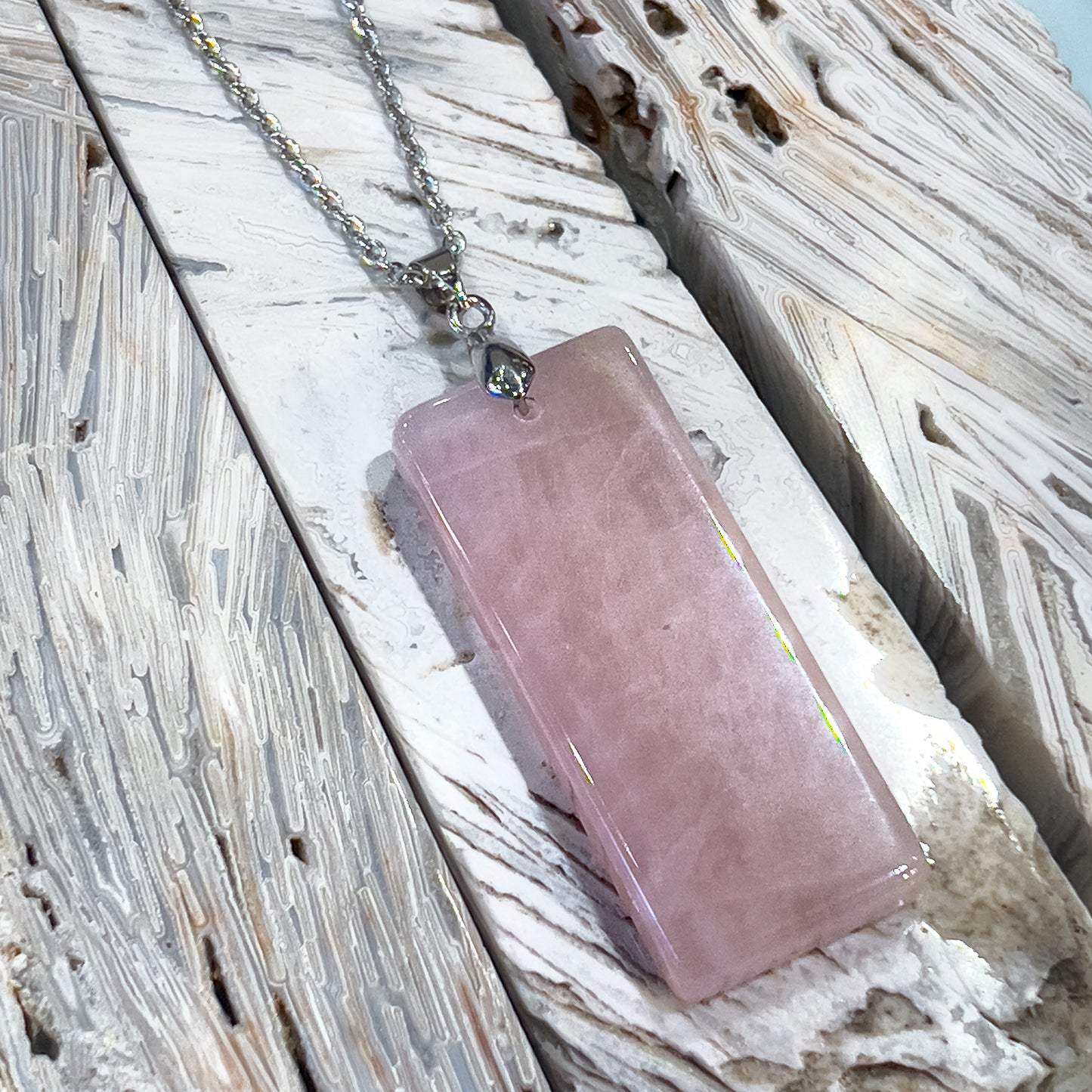Rose Quartz Flat Necklace