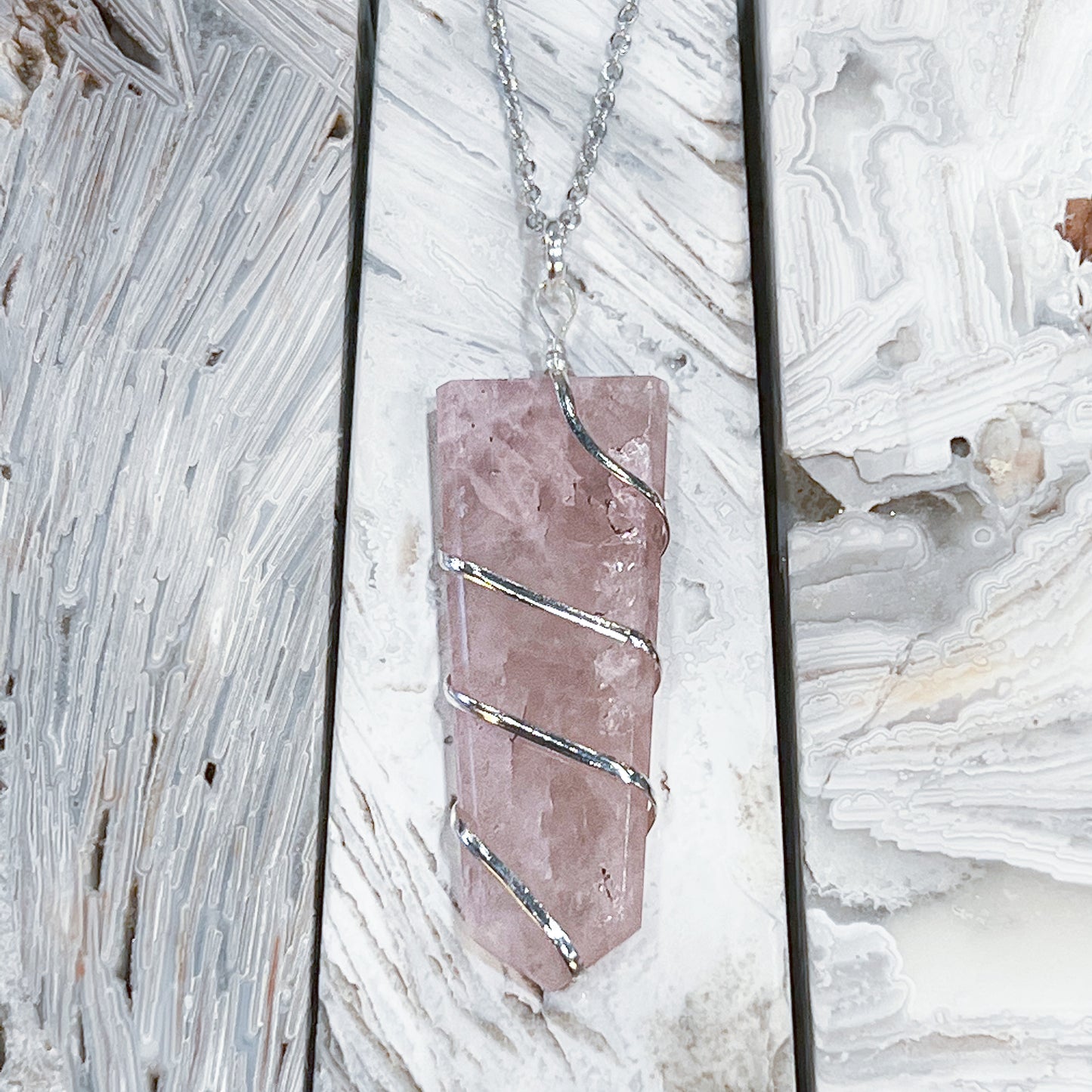 Rose Quartz Flat Point Necklace