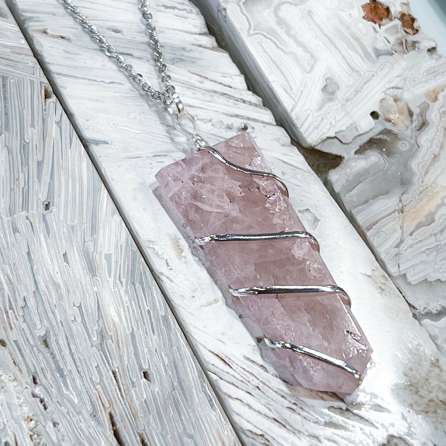 Rose Quartz Flat Point Necklace