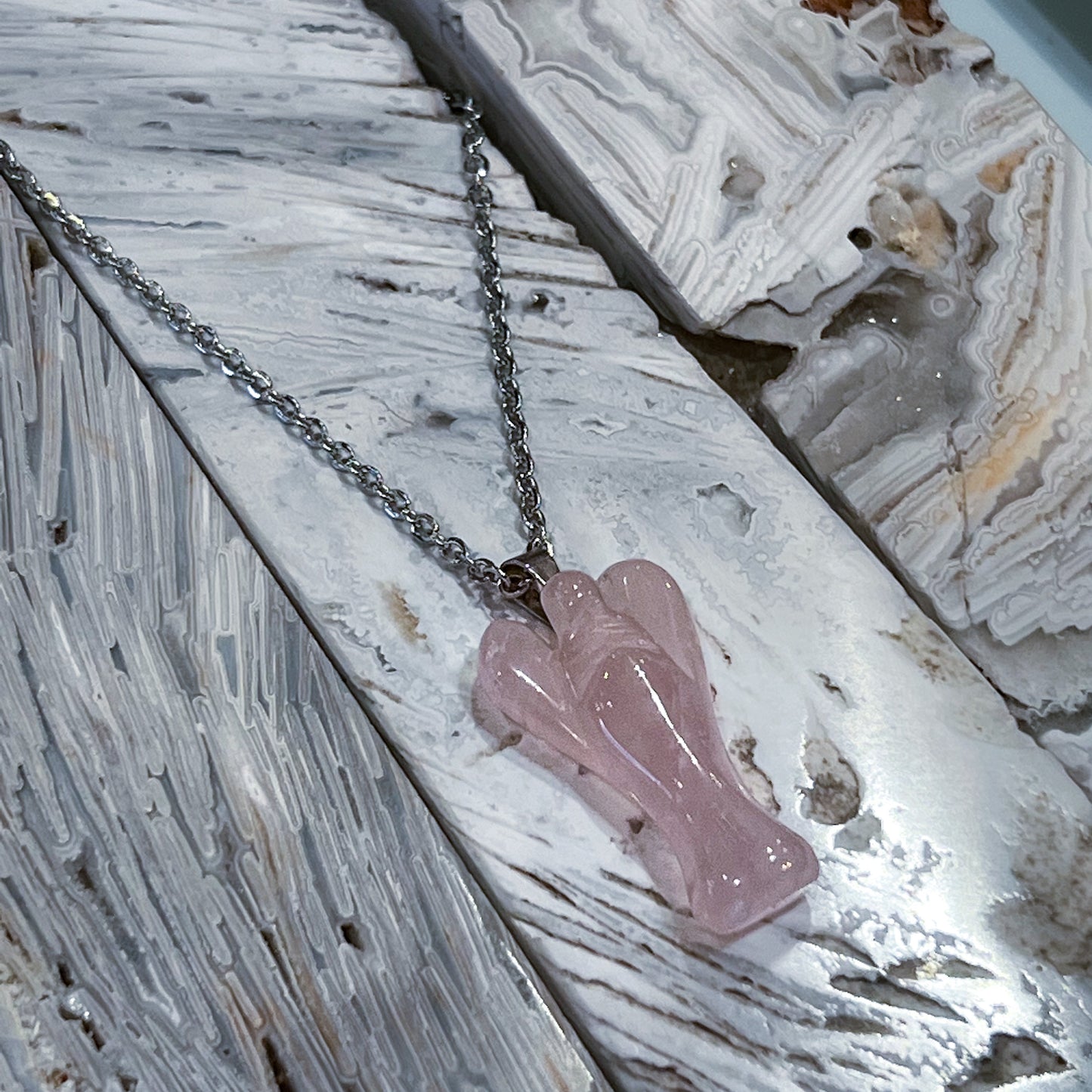 Rose Quartz Angel Necklace
