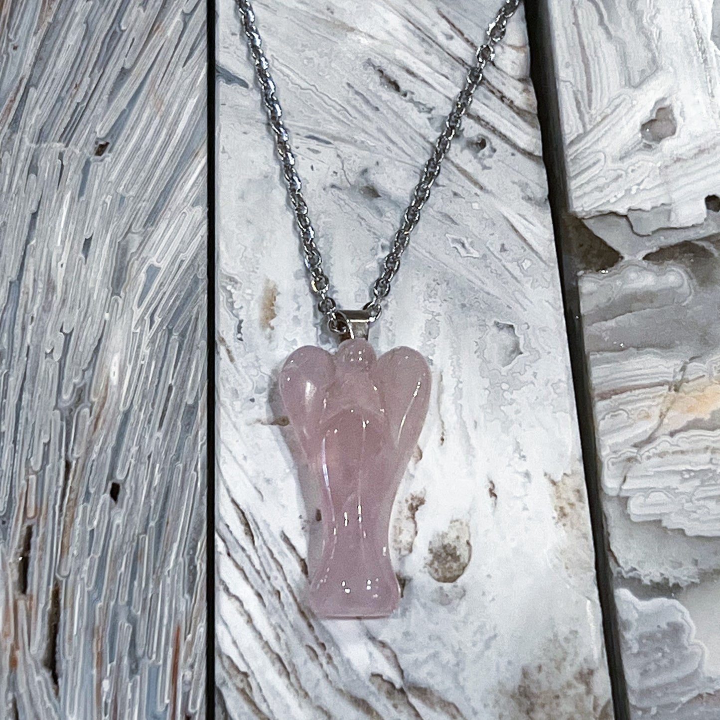 Rose Quartz Angel Necklace