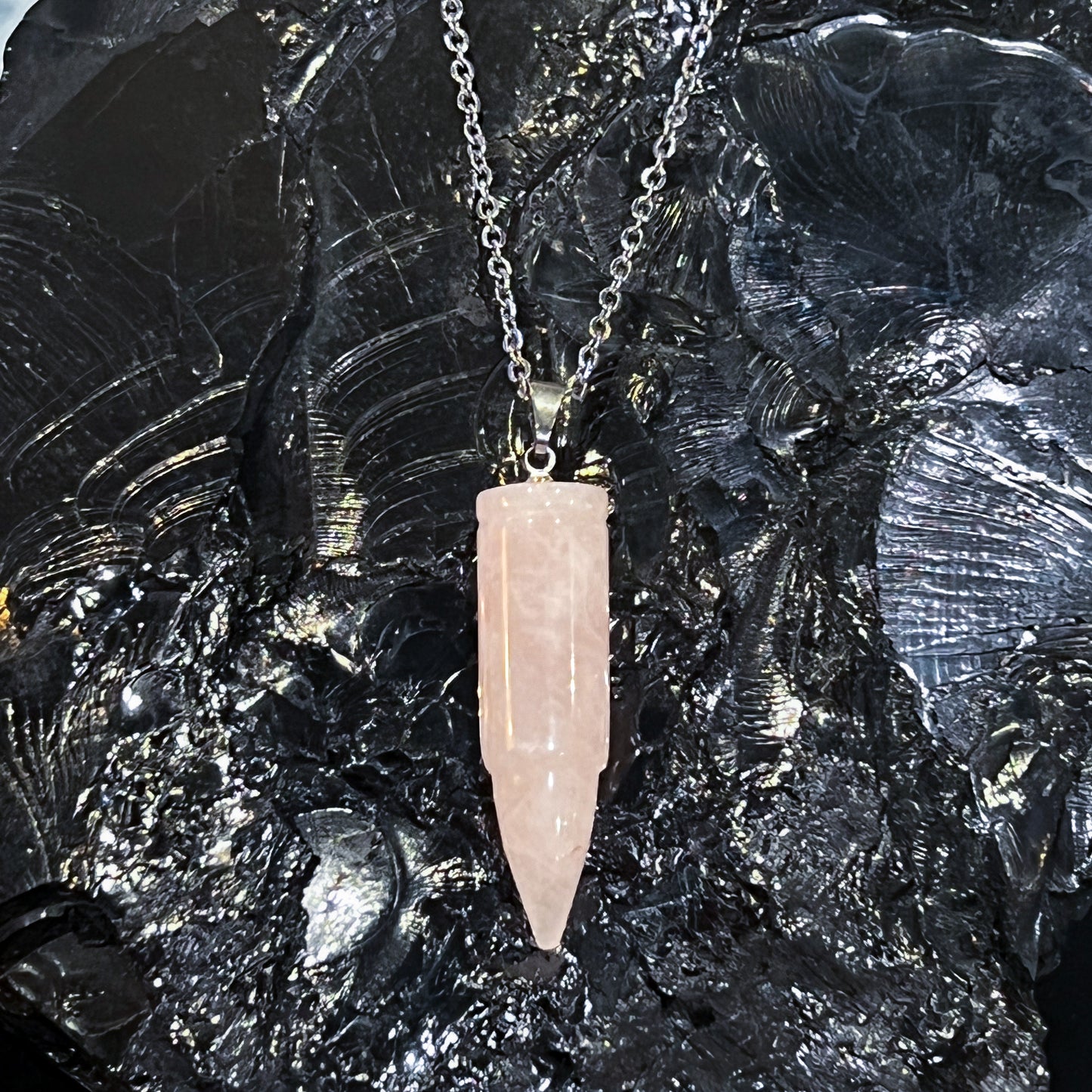 Rose Quartz Bullet Necklace
