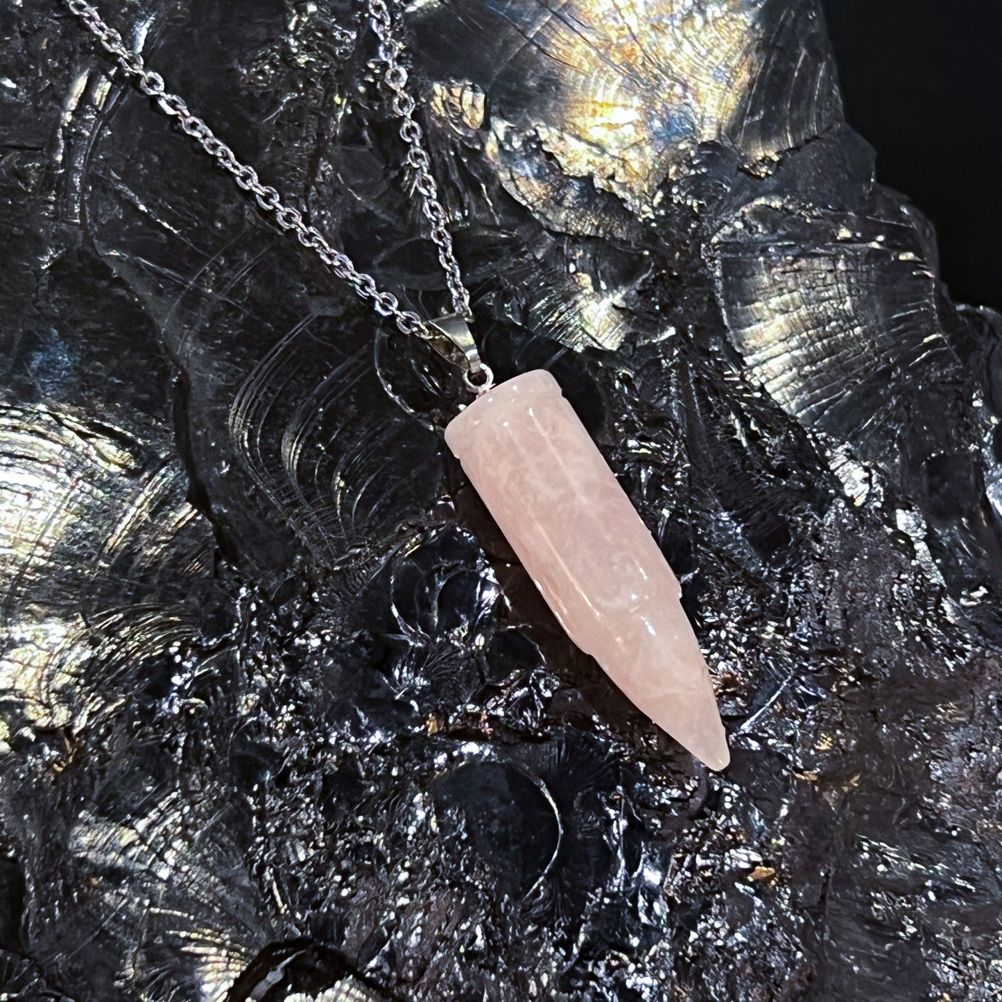 Rose Quartz Bullet Necklace