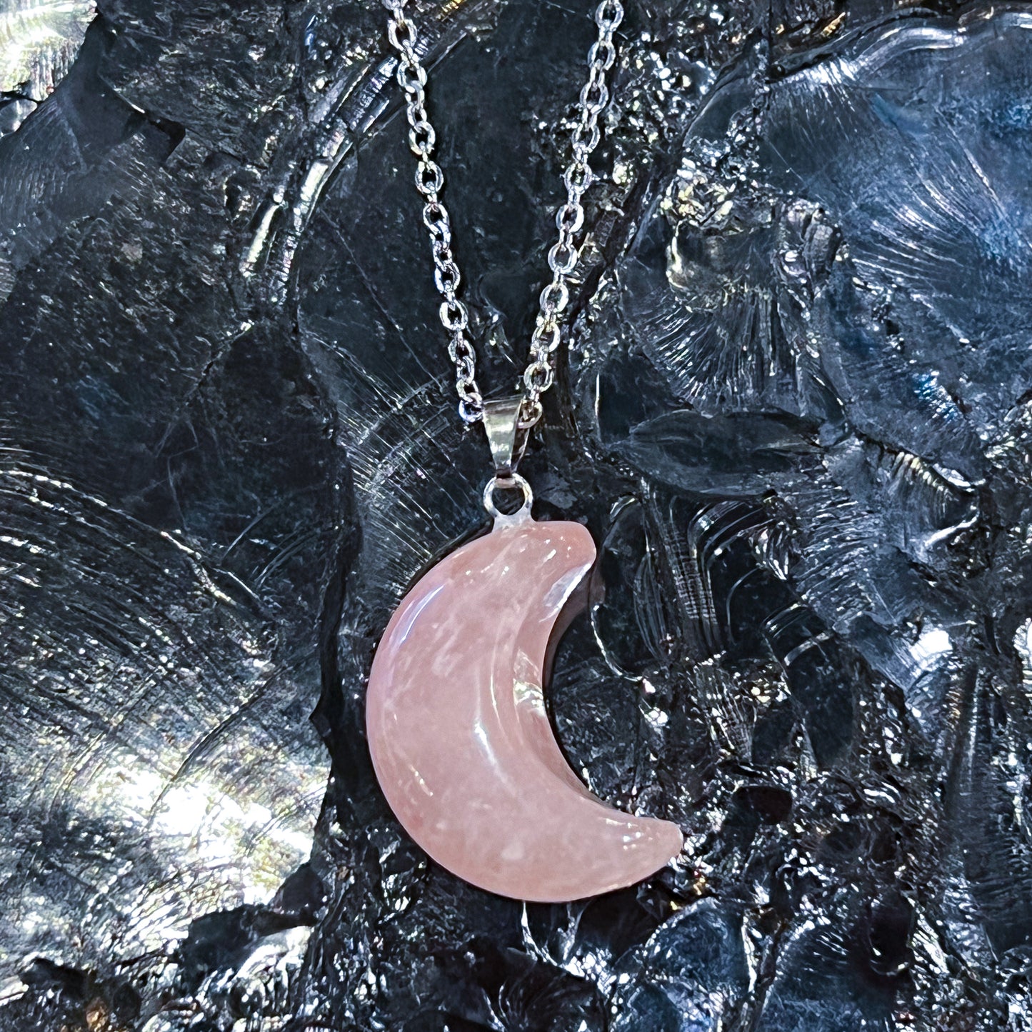 Rose Quartz Moon Necklace