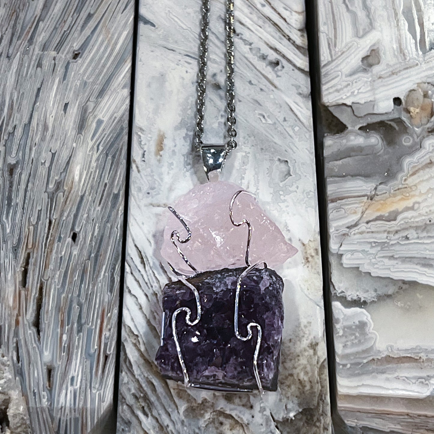 Rose Quartz & Amethyst Necklace (Style 2)