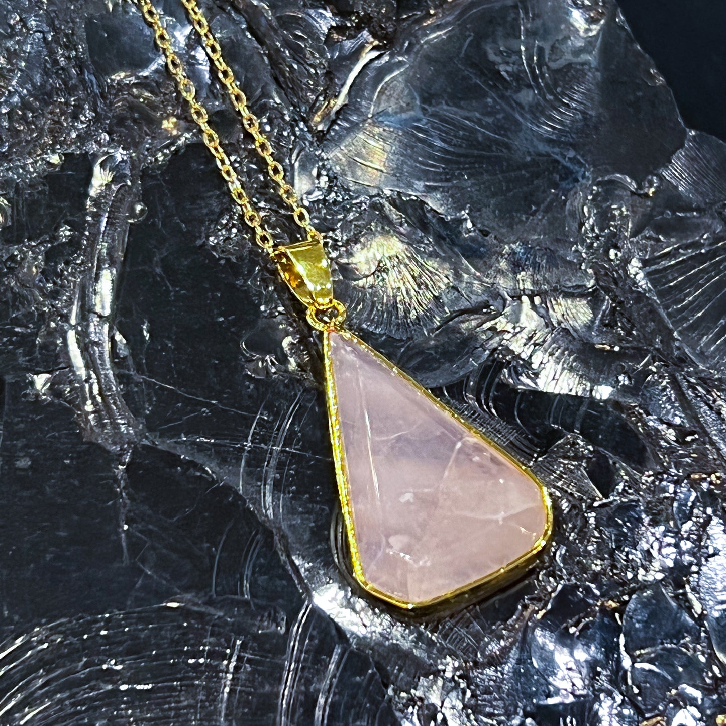 Rose Quartz Teardrop Necklace