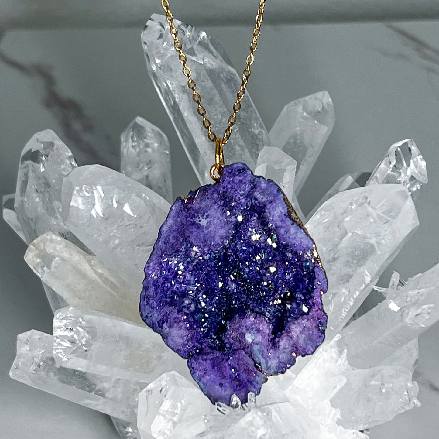 Aura Quartz Purple Necklace (Style 2)