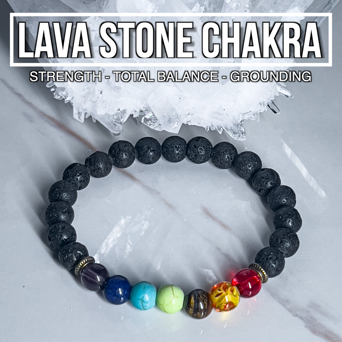Lava Stone Chakra Bracelet 8mm