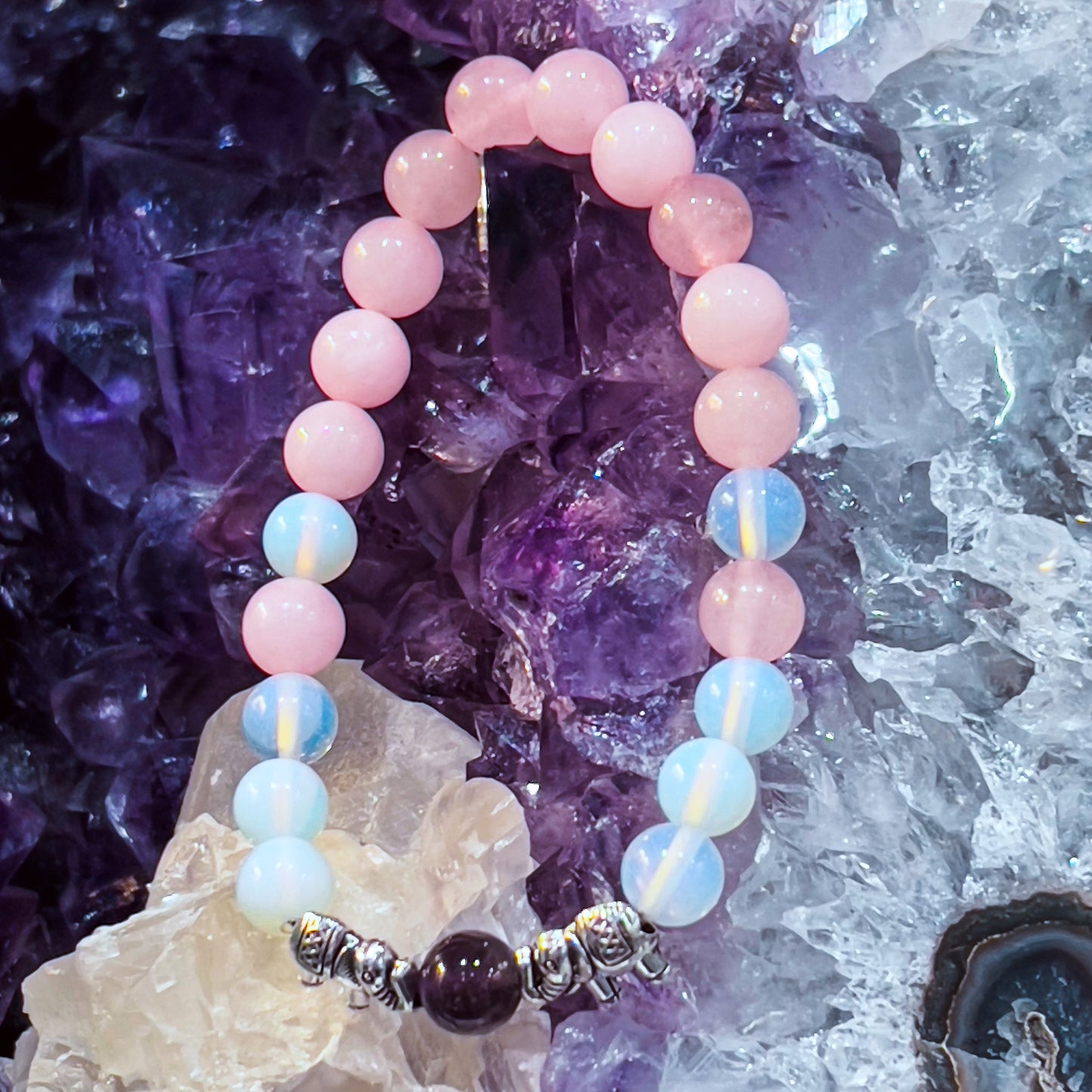 Rose Quartz, Opalite, & Amethyst Bracelet 8mm