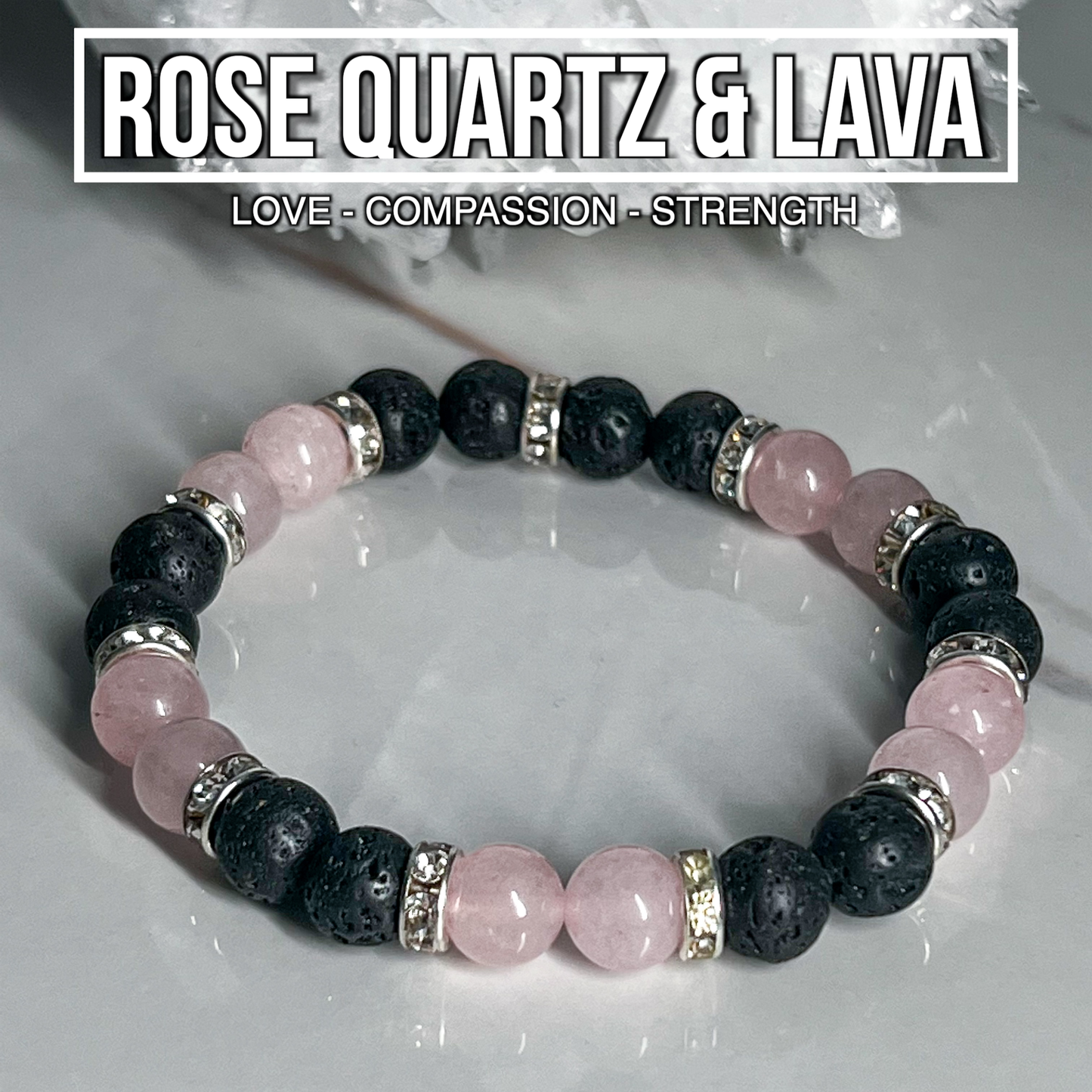 Rose Quartz & Lava Bracelet 8mm