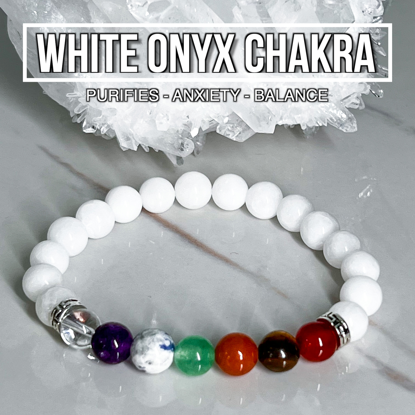 White Onyx Chakra Bracelet 8mm