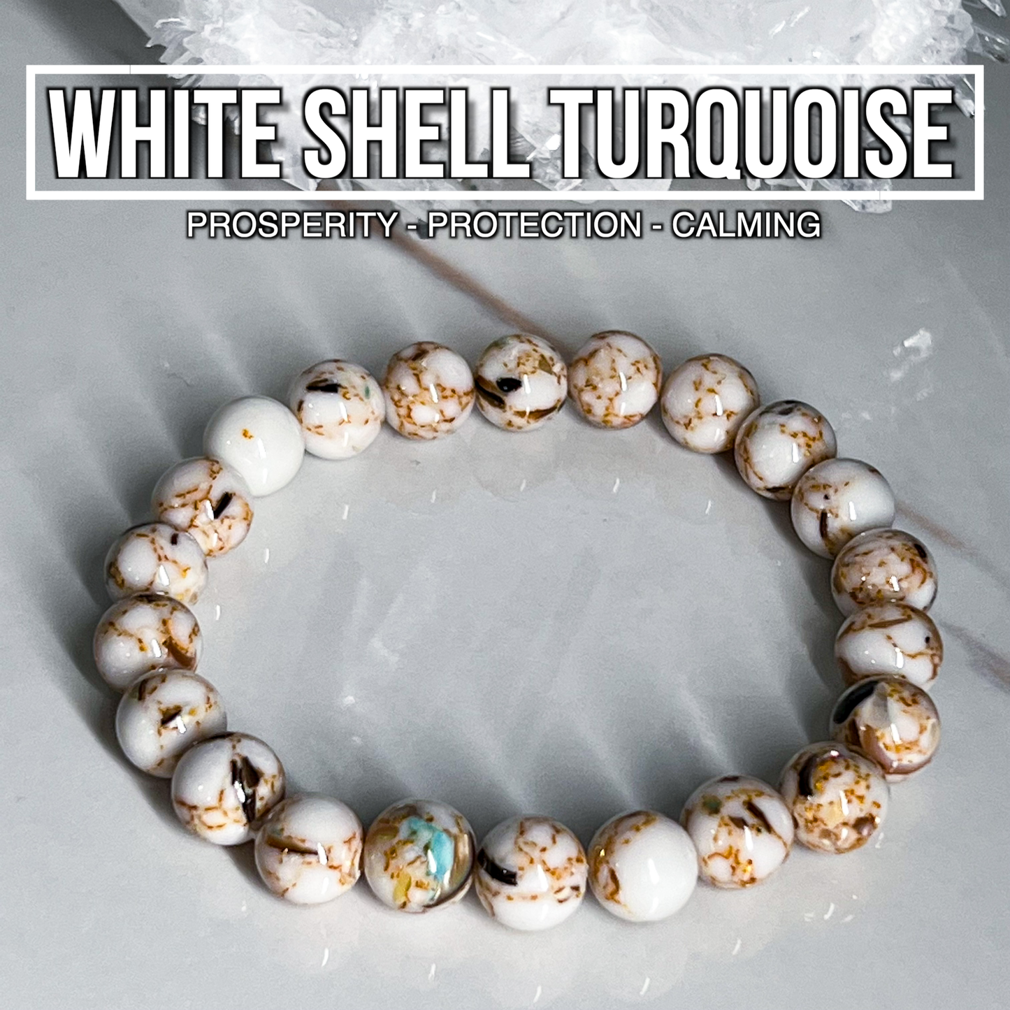 White Shell Turquoise Bracelet 8mm