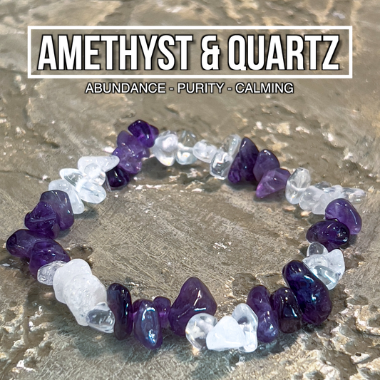 Amethyst & Quartz Chip Bracelet