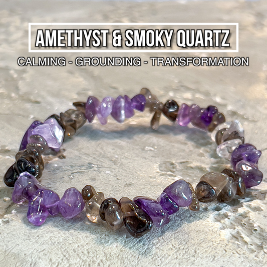 Amethyst & Smoky Quartz Chip Bracelet
