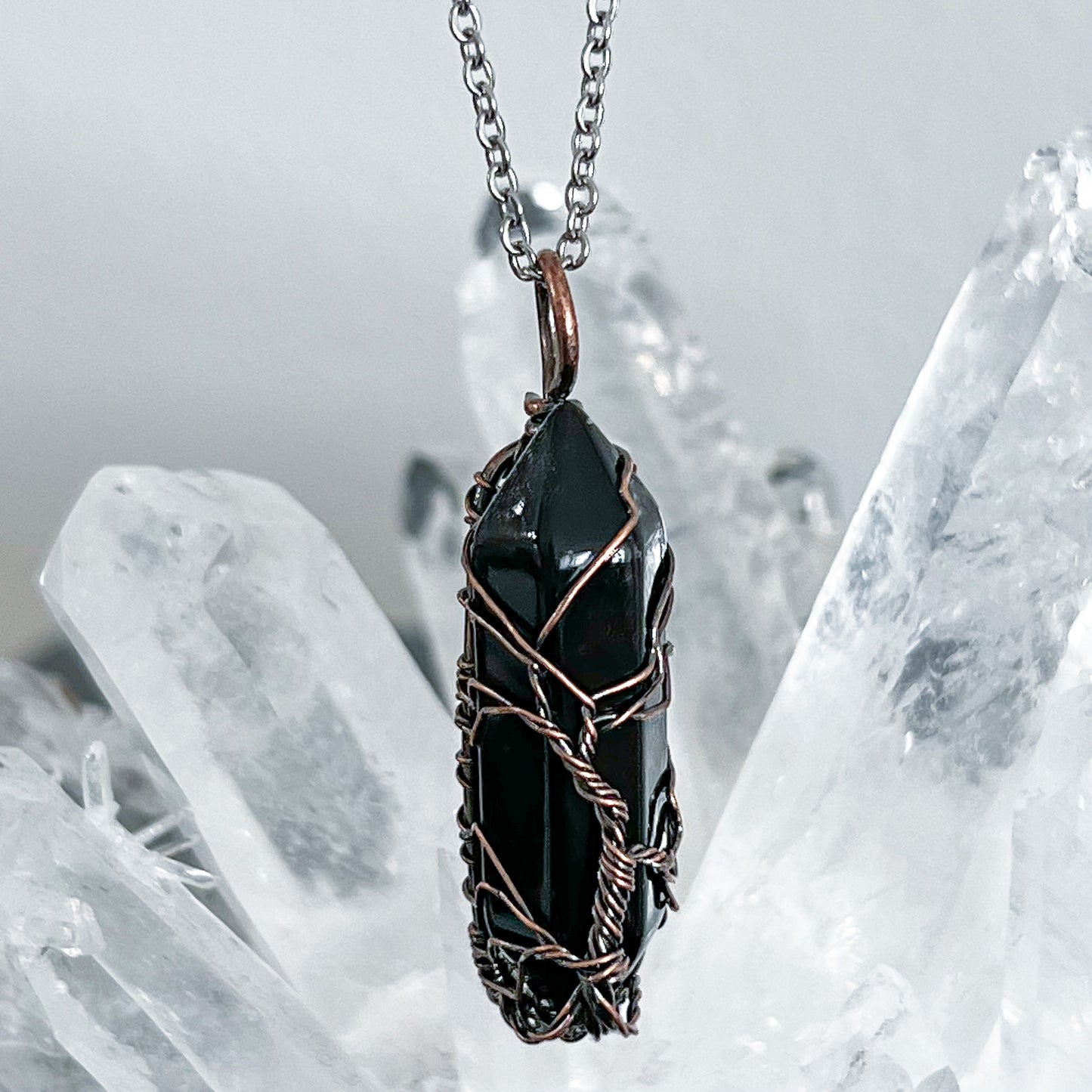 Obsidian DT Tree of Life Necklace