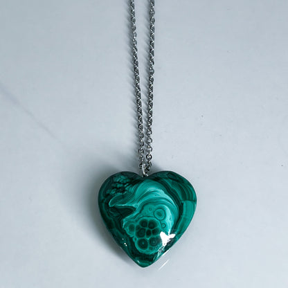 Malachite Heart Necklace (Style 5)