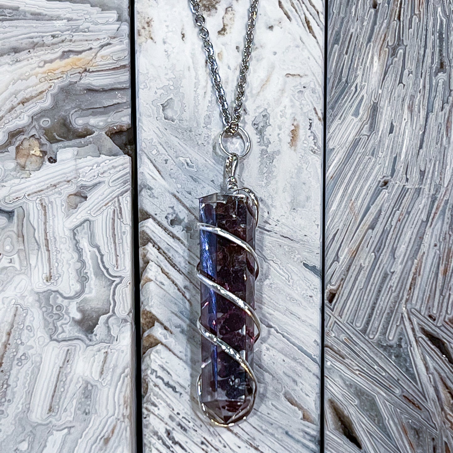 Garnet Orgonite Point Necklace