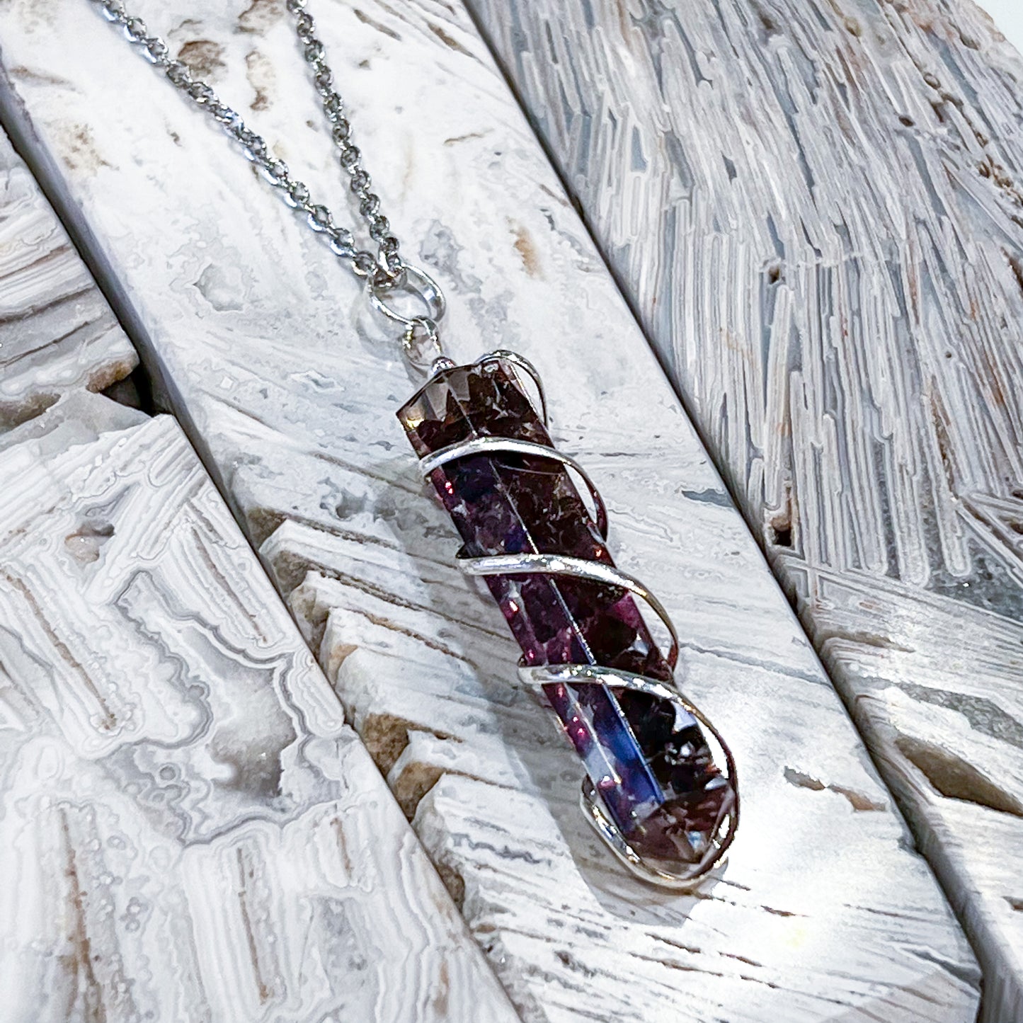 Garnet Orgonite Point Necklace