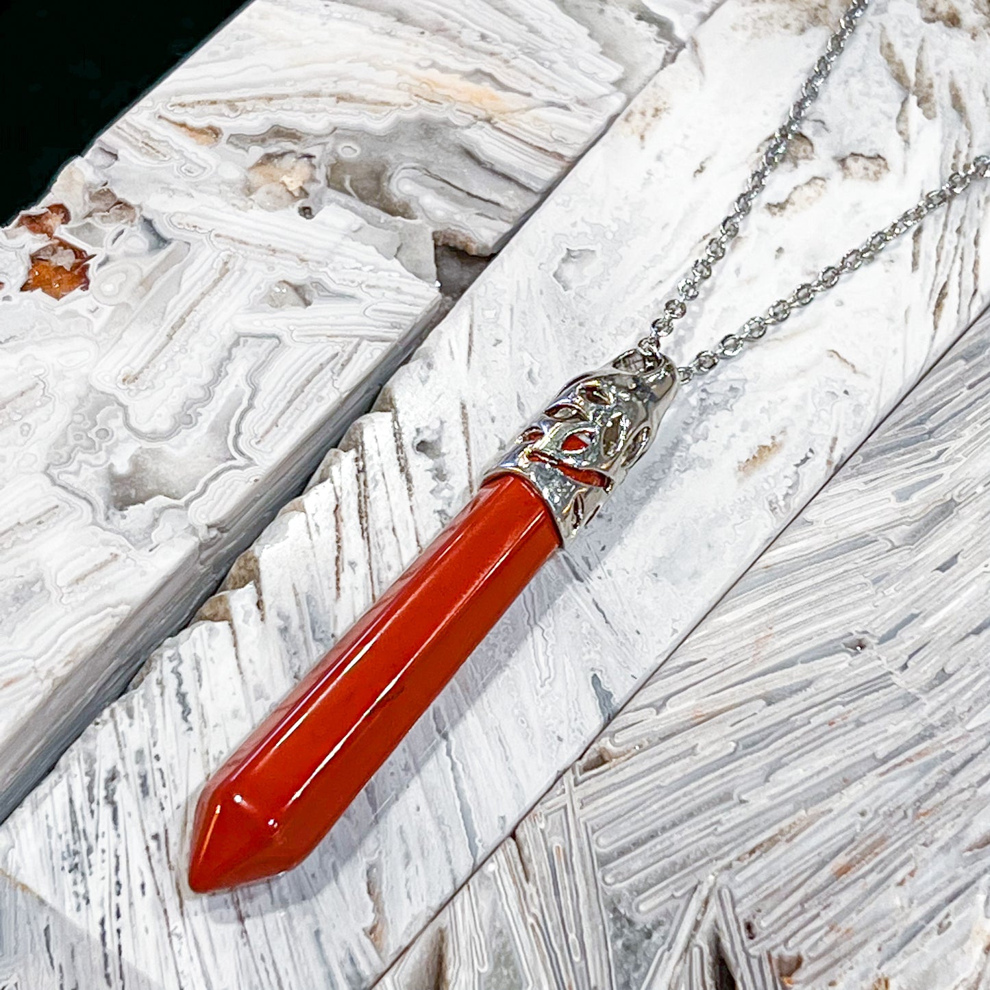 Red Jasper Long Point Necklace