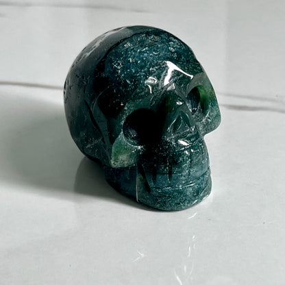 Moss Agate Crystal Skull