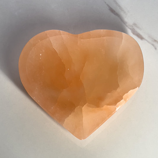 Peach Selenite Heart Bowl