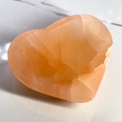 Peach Selenite Heart Bowl