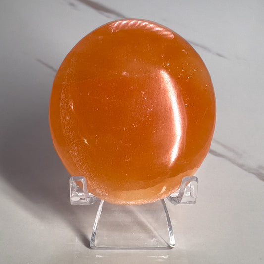 Peach Selenite Palm Stone