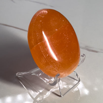 Peach Selenite Palm Stone