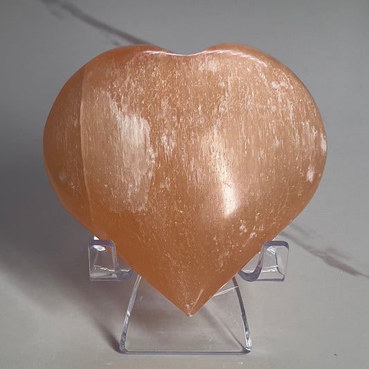 Peach Selenite Heart Large