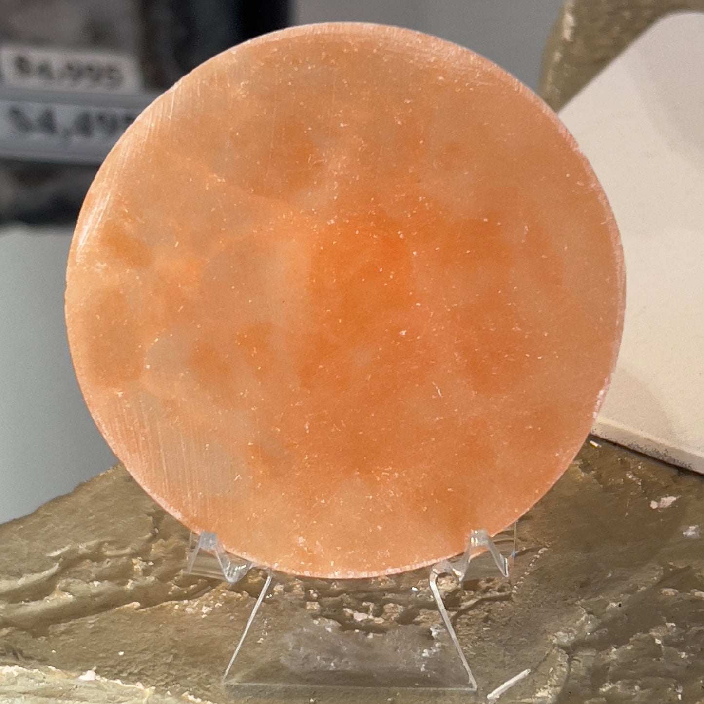 Peach Selenite Circular Charging Plate