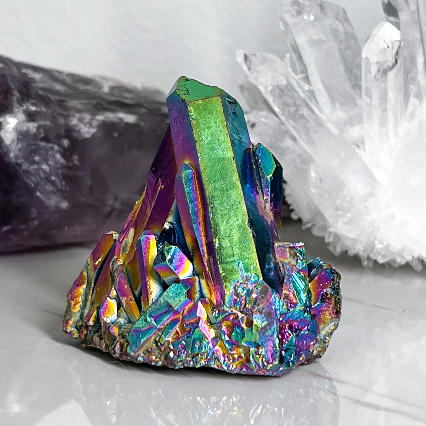 Titanium Aura Quartz Cluster