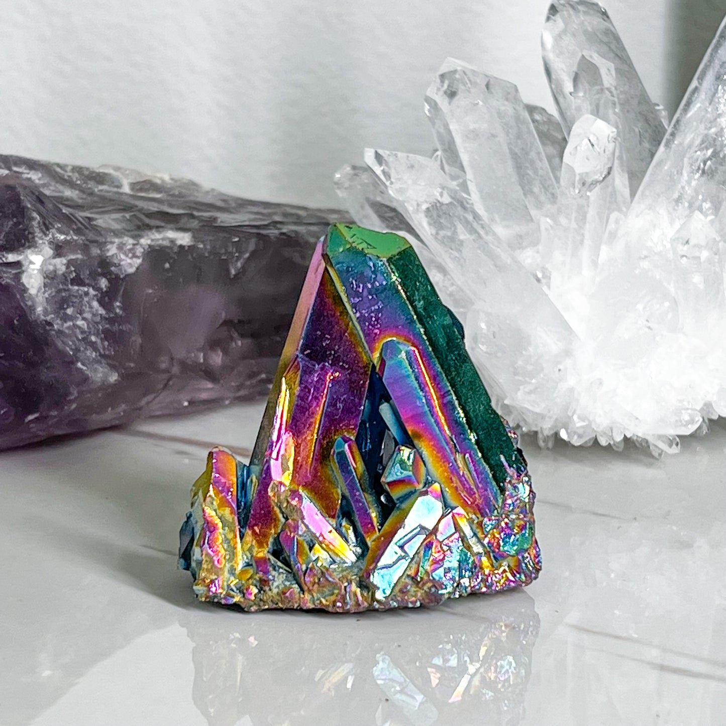 Titanium Aura Quartz Cluster