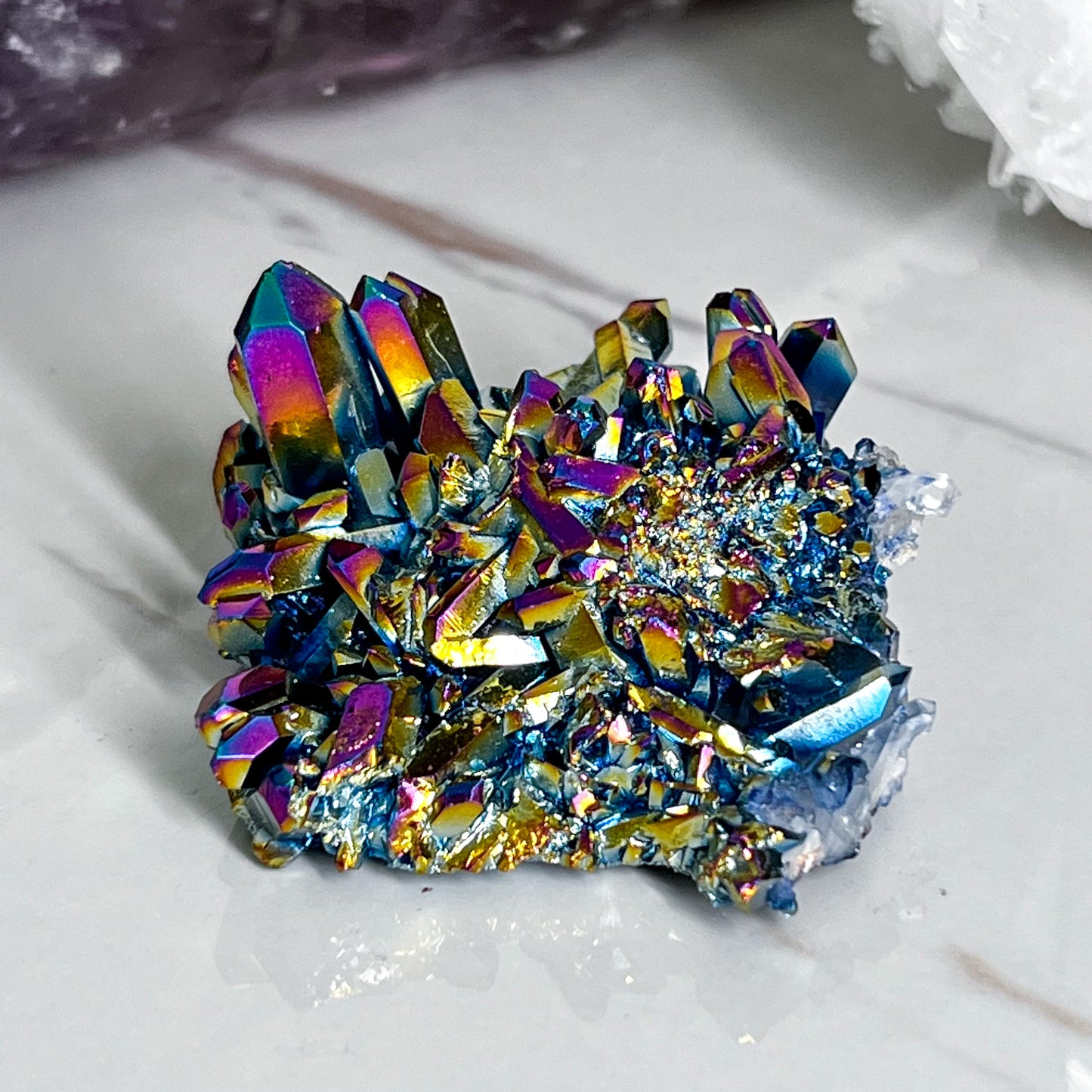 Titanium Aura Quartz Cluster