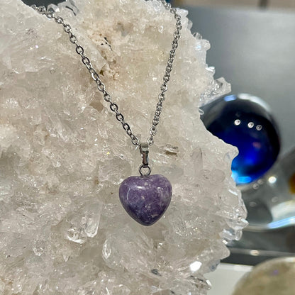 Lepidolite Heart Necklace